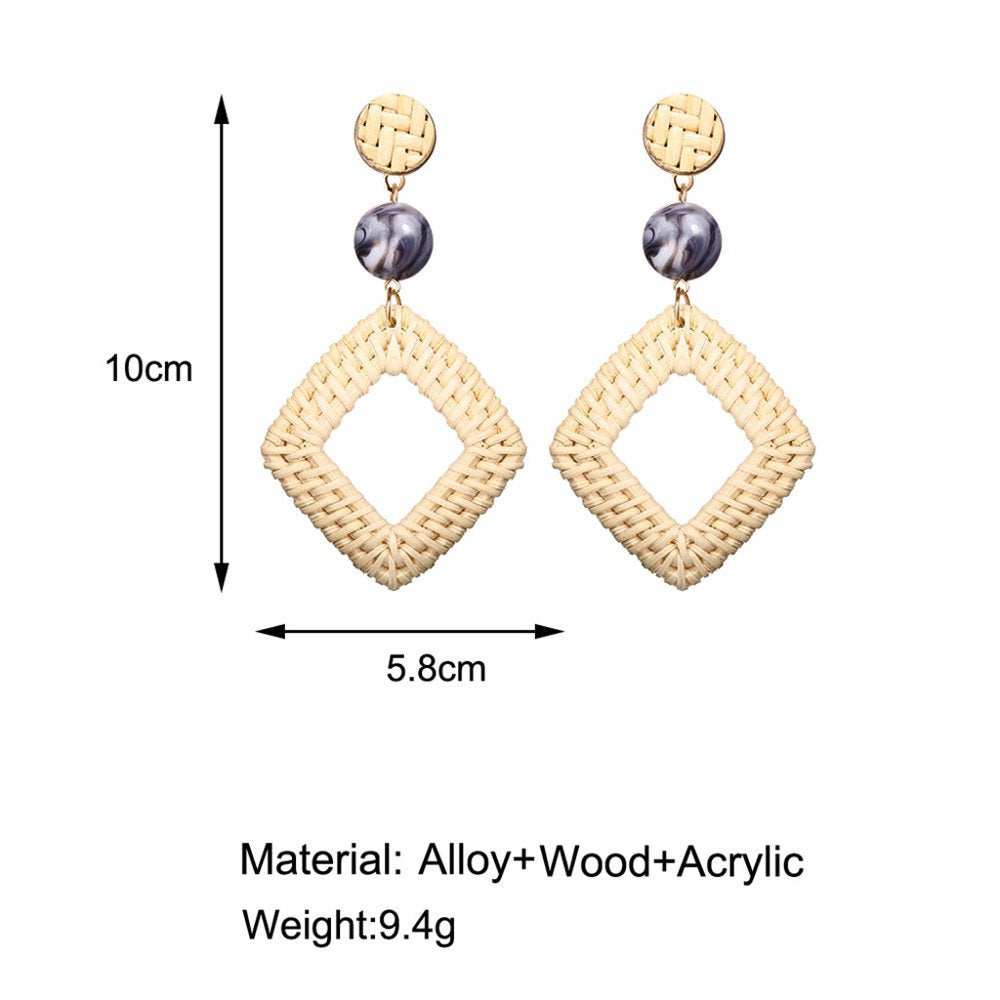 Green Hoop Earrings Diamond Earrings Creative Geometric Simple Ladies Metal Acry