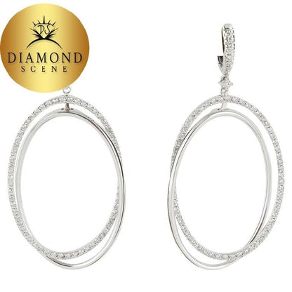 Fabulous Oval Hoop Dangle Earrings 1.76 ct white gold