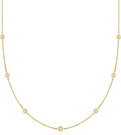 RS Pure by  Diamond Station Necklace in 14Kt Gold