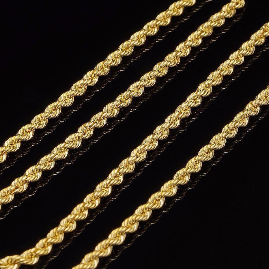 14K Yellow Gold 3.5Mm Rope Link Chain Necklace 16"-28" REAL GOLD