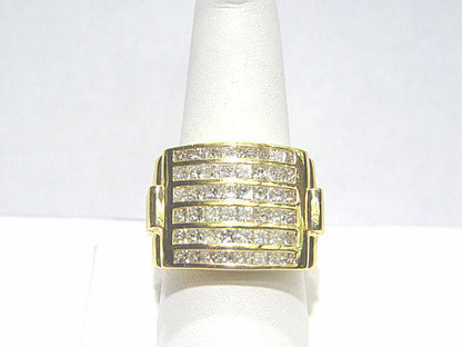 DIAMOND 48 PRINCESS SHAPE 6 ROW SET CHANNEL SET MENS DIAMOND RING DIAMOND BAND