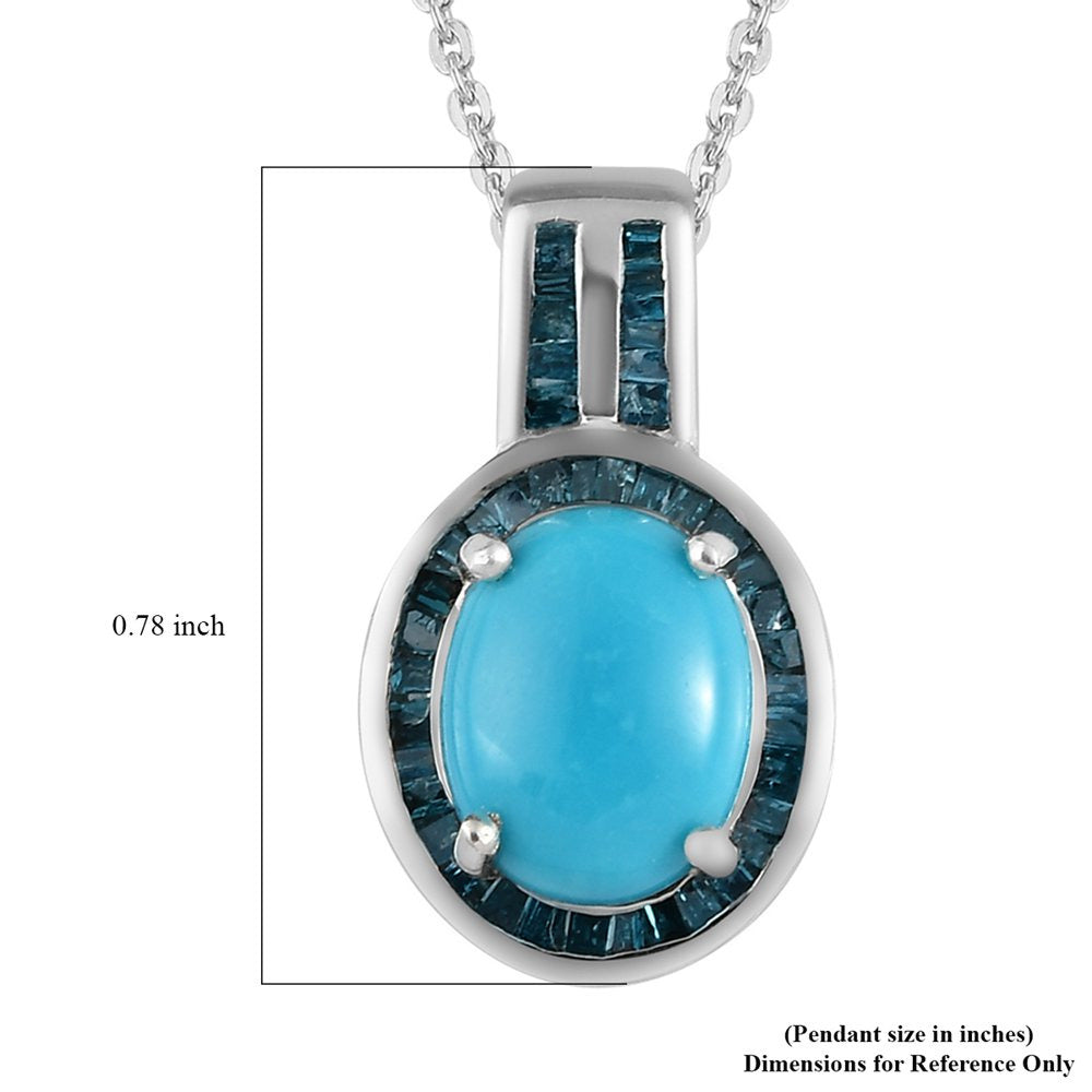Sleeping Beauty Turquoise Blue Diamond Oval 925 Sterling Silver Platinum Plated
