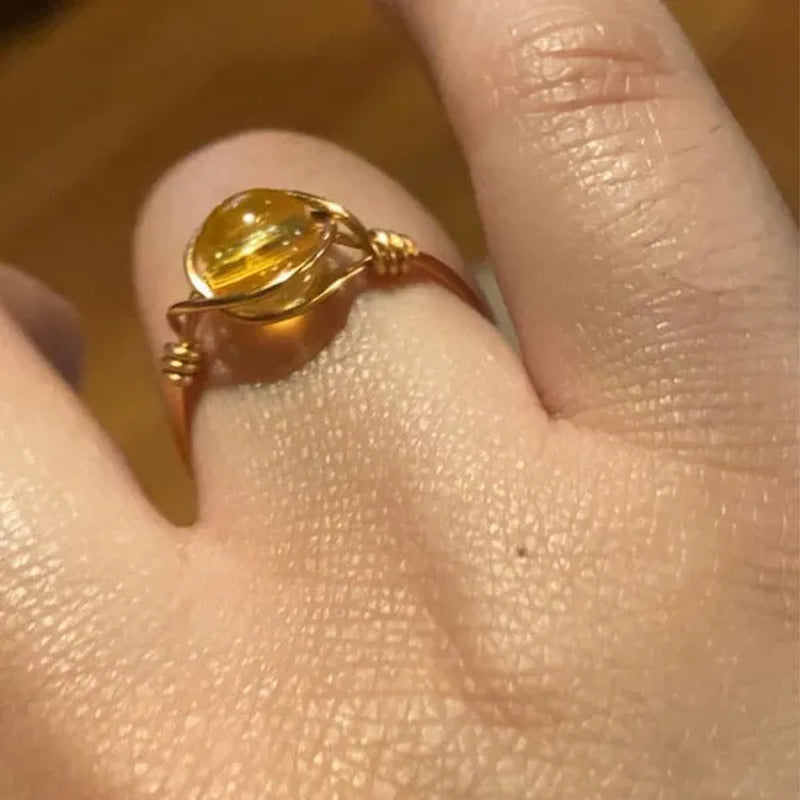 Citrine Ring, Citrine Gemstone Jewelry, Citrine Stone Ring, Gold Citrine Ring, W