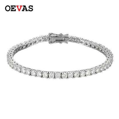 100% 925 Sterling Silver 3/4Mm Real Moissanite Gemstone Bangle Charm Wedding