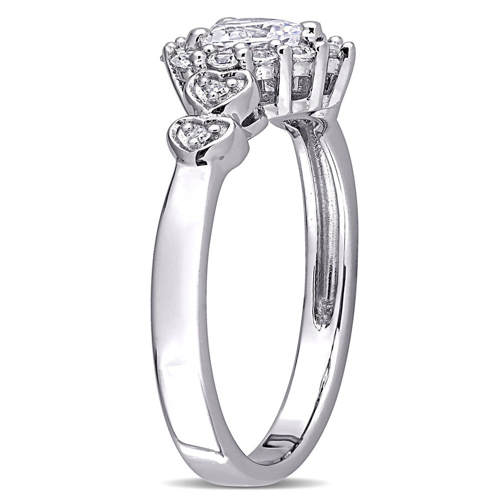 3/8 Carat T.G.W. Created White Sapphire and Diamond-Accent Sterling Silver Heart