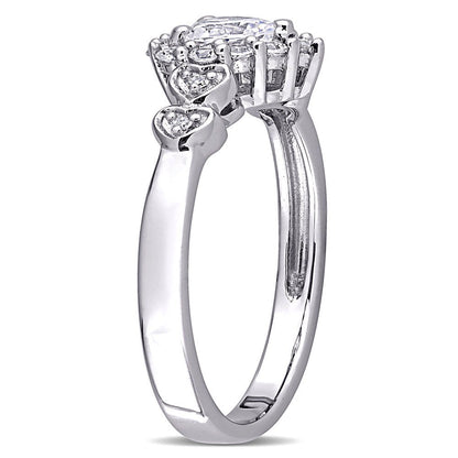 3/8 Carat T.G.W. Created White Sapphire and Diamond-Accent Sterling Silver Heart