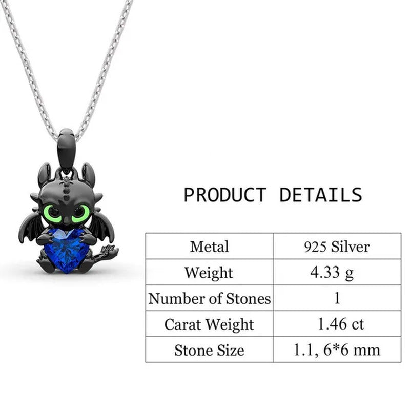 Three-Color Dragon Necklace Pendant Cute Ladies Necklace Heart Gemstone Fashion