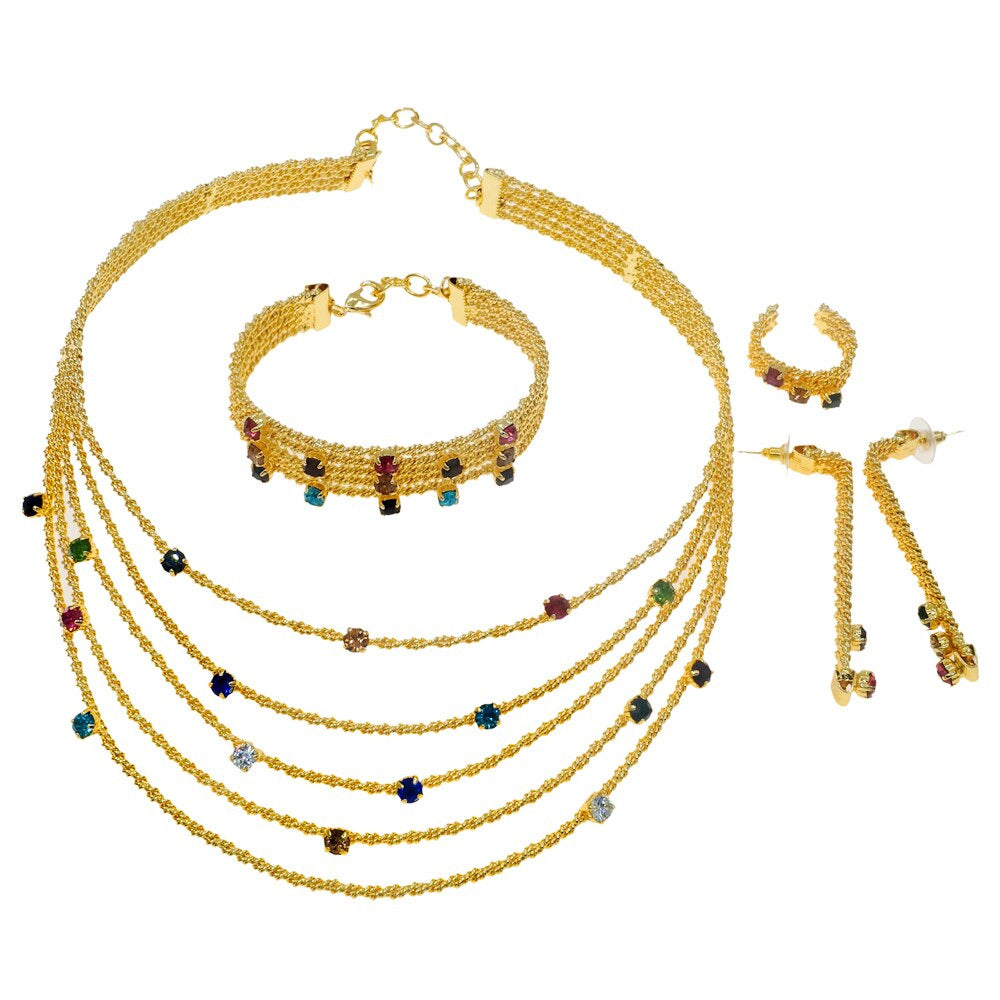 Latest Exquisite Brazilian Gold Plated Wedding Jewelry Set Gold Plated Bridal