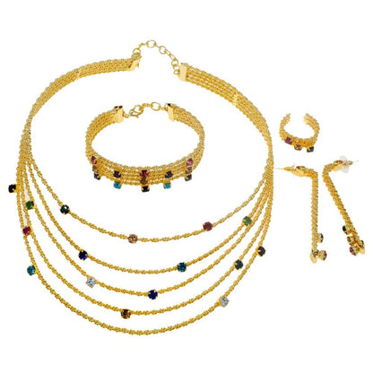 Latest Exquisite Brazilian Gold Plated Wedding Jewelry Set Gold Plated Bridal