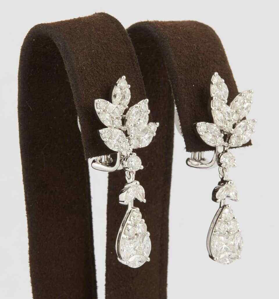 Classic Diamond Drop Gold Earrings