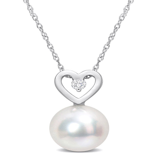 Miabella Women'S 9.5-10Mm South Sea Cultured Pearl and Diamond Accent 10Kt White