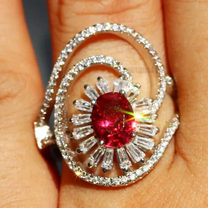 Gorgeous 925 Silver Natural Gemstones Ruby Wedding Birthstone Bride Engagement M