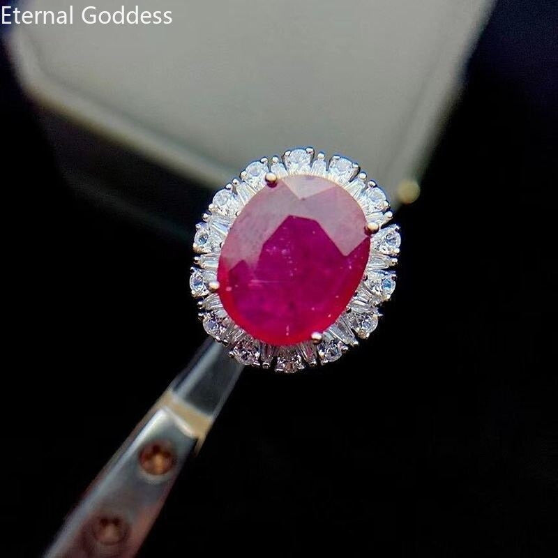 Ruby Ring 100% Natural Stone Fashion 925 Sterling Silver Ruby Wedding Ring Gift