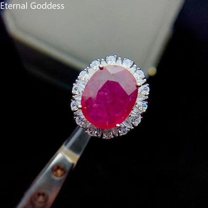 Ruby Ring 100% Natural Stone Fashion 925 Sterling Silver Ruby Wedding Ring Gift