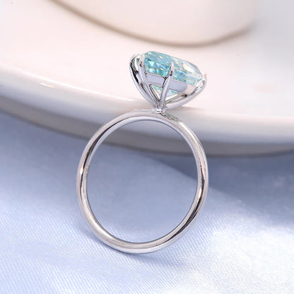 3.0Carat 7X14Mm Light Blue Marquise Brilliant Cut Moissanite Halo Engagement