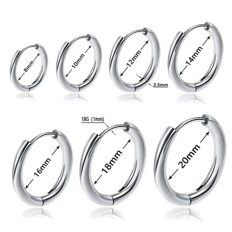 1 Pair Women/Man Stainless Steel Small Hoops Earring Piercing Ear Cartilage