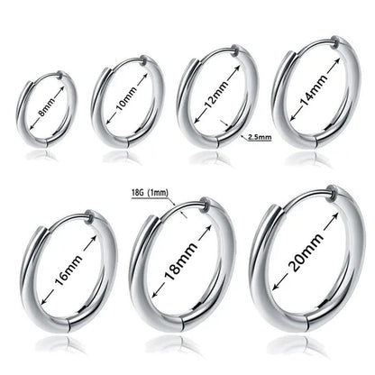 1 Pair Women/Man Stainless Steel Small Hoops Earring Piercing Ear Cartilage