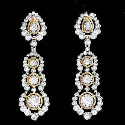 Light Luxury 925 Silver Gold-Plated Carved Zirconium Diamond Earrings