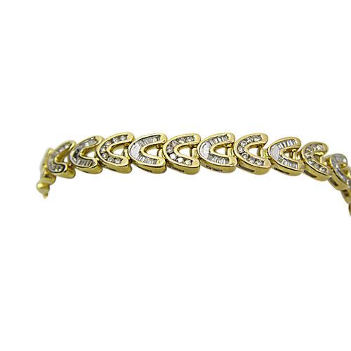 5.93 CT DIAMOND ROUND BRILLIANT BAGUETTE SHAPE CHANNEL SET DIAMOND BRACELET 14 K