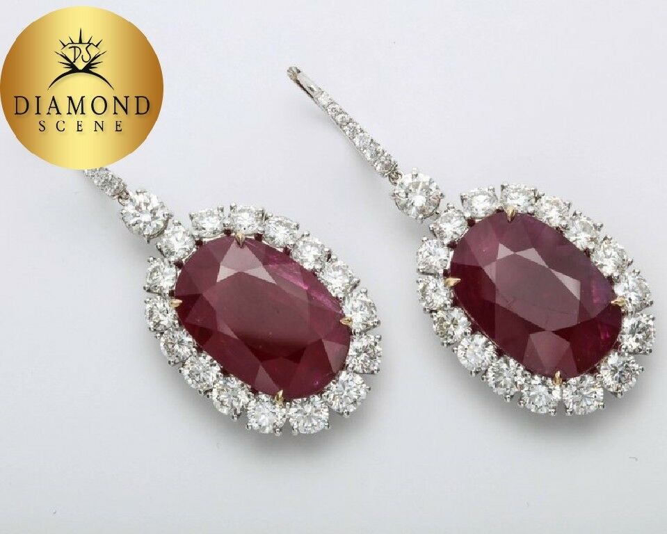 33 Carat GIA Certified Ruby and Diamond Earrings