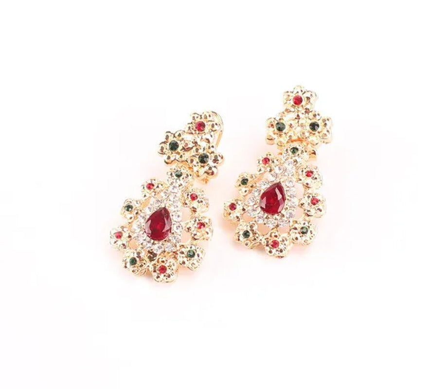 Fine Wedding Accessories African Beads Jewelry Sets Ruby Colorful Crystal Gold P