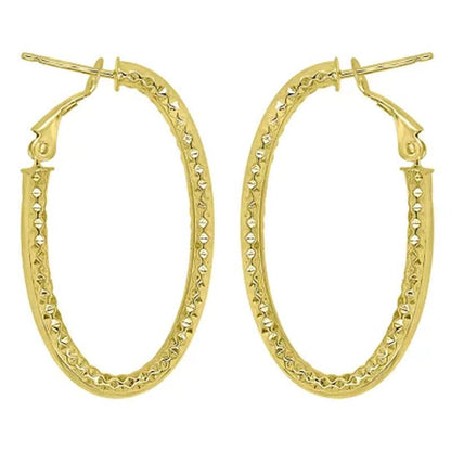 14K Gold Italian Textured Hoop Earrings