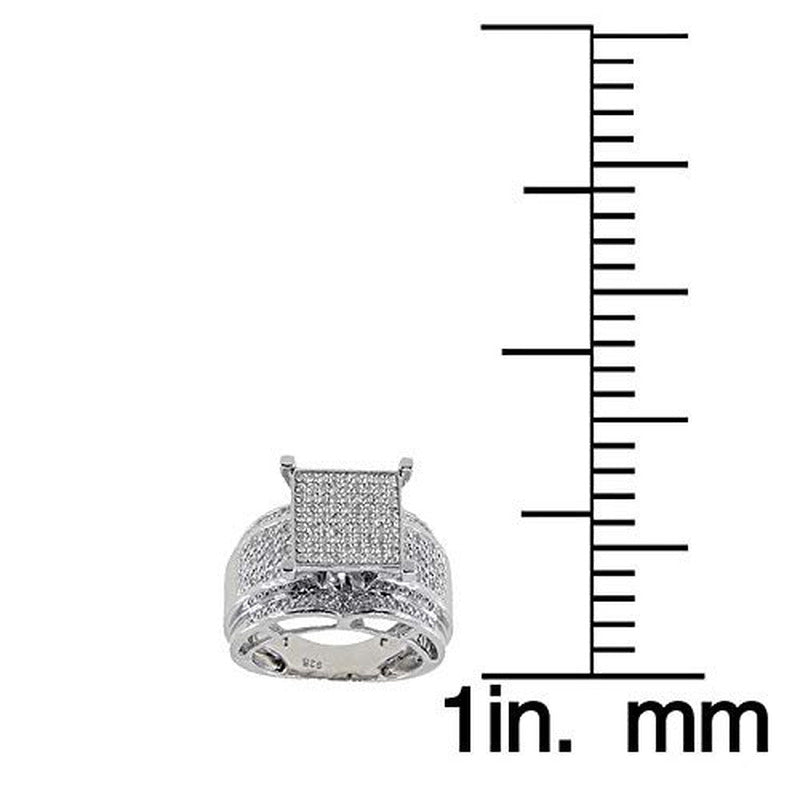TGDJ .925 Sterling Silver 0.29 Ct round Cut Natural Diamond - Encrusted Square T