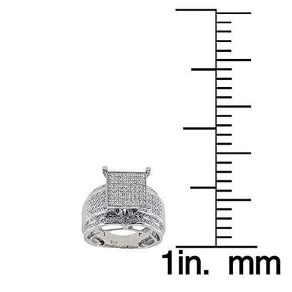 TGDJ .925 Sterling Silver 0.29 Ct round Cut Natural Diamond - Encrusted Square T