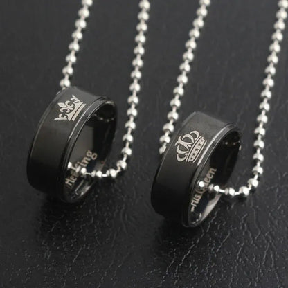 Jewelry Her King His Queen Crown Wedding Ring Necklace Fashion Pendant for Men a