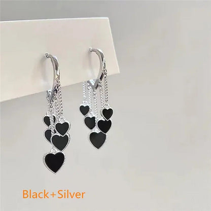 New Style Black Love Earrings Ladies Tassel Earrings Temperament Cold Wind Earri