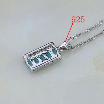 925 Silver Jewelry Set Classic Sky Blue White Topaz for Women Wedding Ear/Pendan