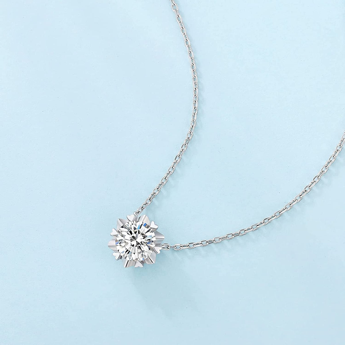 Moissanite Pendant Necklace, 1CT Lab Grown Diamond Stone with VVS1 Clarity D Col