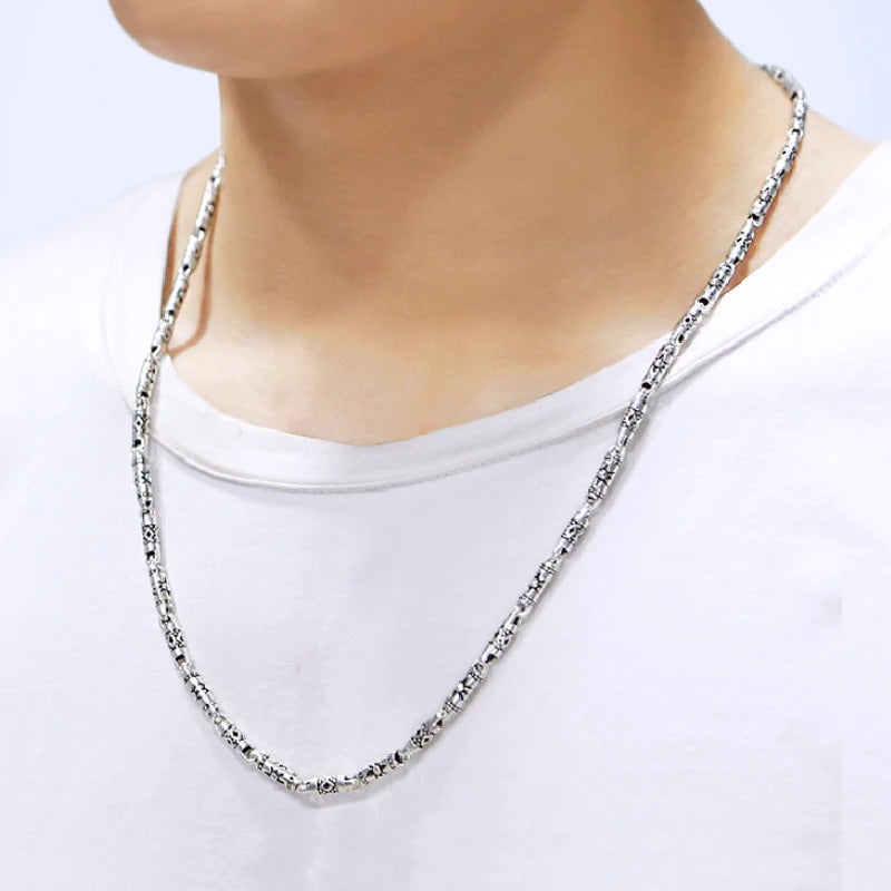 Pure Silver 4Mm Thick Cylinder Chain S925 Sterling Silver Classic Vintage