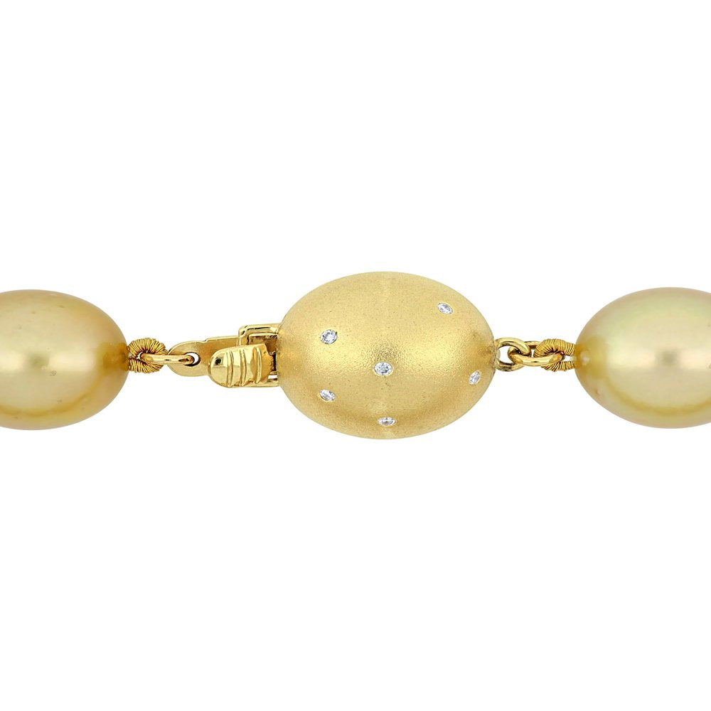 Tangelo 10-12.5Mm Champagne South Sea Cultured Pearl 14Kt Yellow Gold Strand Nec