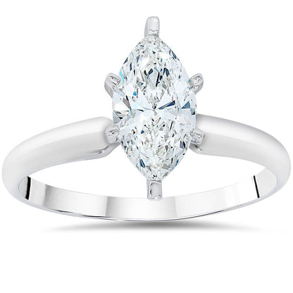 1Ct Solitaire Marquise Diamond Engagement Ring 14K White Gold