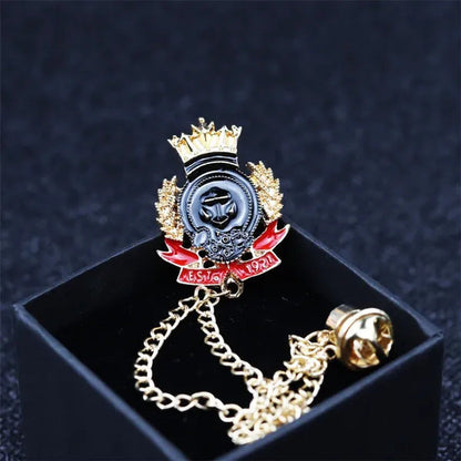 Fashion British Personalized Crown Double Tassel Diamond SHIELD BADGE Brooch