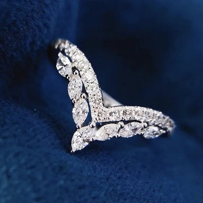 Unique Design Fashion 925 Sterling Silver White Sapphire Ring Marquise Cut Diamo