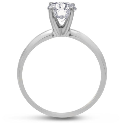 1 Carat Diamond Solitaire Engagement Ring in 14K White Gold for Women