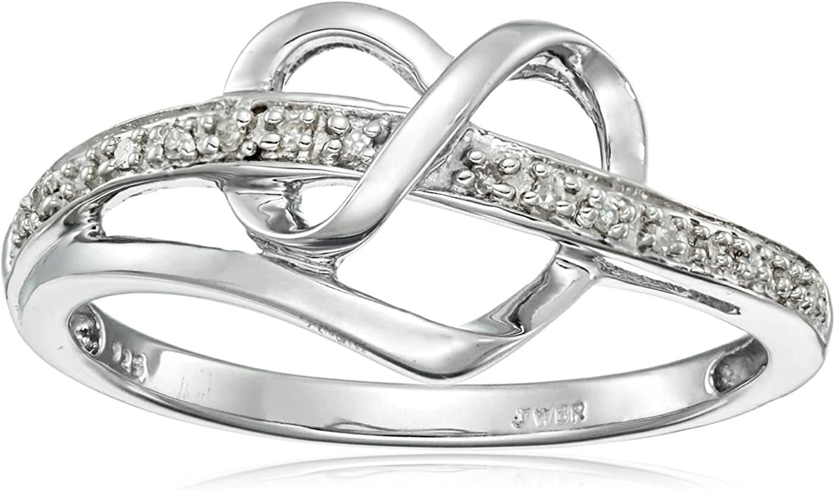 Sterling Silver Diamond Heart Ring (1/20 Cttw, I-J Color, I3 Clarity)