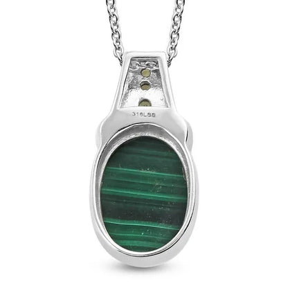 Birthday Gifts Stainless Steel Malachite Peridot August Birthstone Pendant Neckl