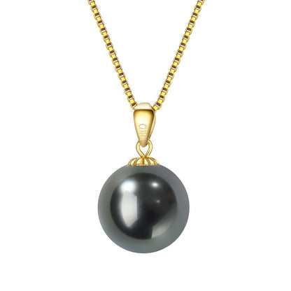 18K Yellow Gold Pendant AAA Quality 10-11Mm Genuine Tahitian South Sea Cultured