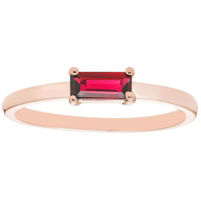 Lab Ruby Baguette Ring in 14K Gold