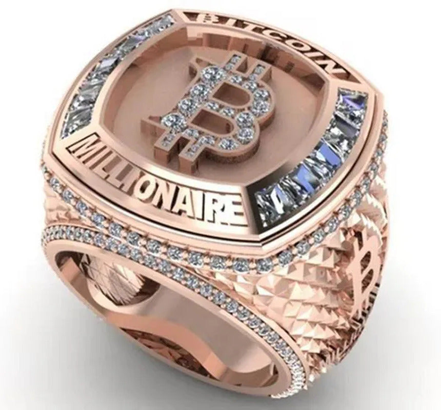 Fashion Rose Gold B Letter Commemorative Ring Full of Diamonds Gift
