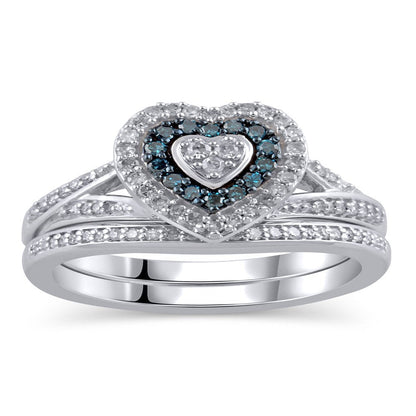 3/8 Carat T.W. Diamond Sterling Silver Bridal Set