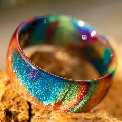 Exquisite Fashion Natural Rainbow Opal Ring 5 Colors Black,Blue Cloud,Dark Blue,