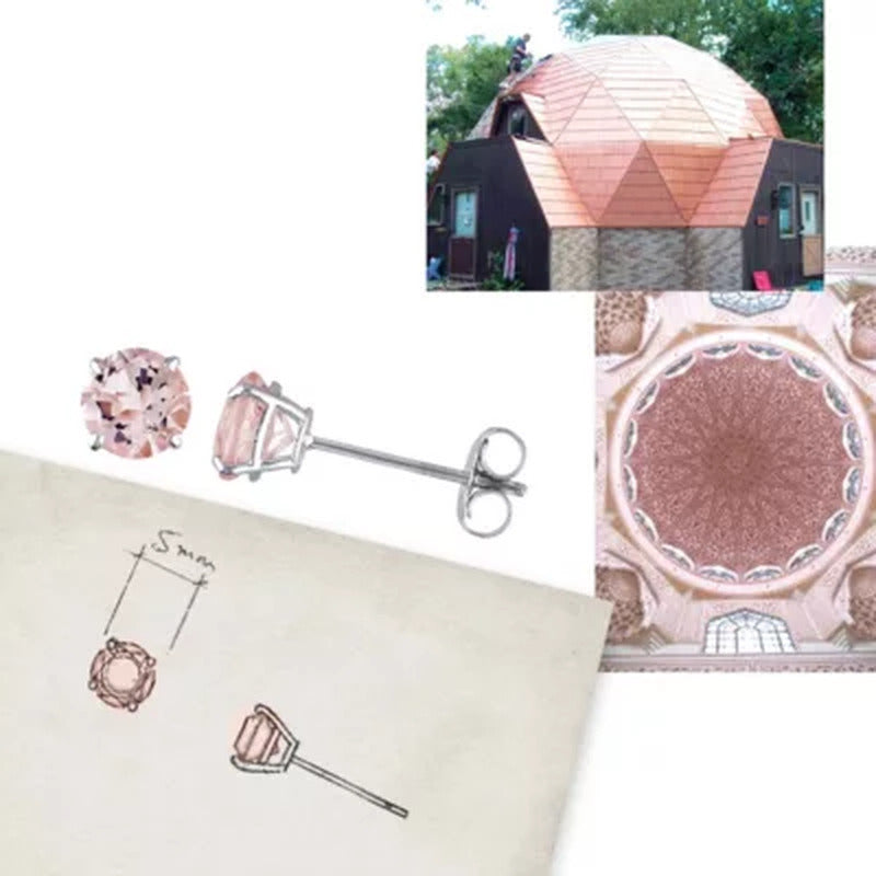 Morganite Stud Earrings in 14K White Gold