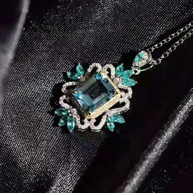 The Jewelry Imitation Natural Topaz Necklace Inlaid with High Carbon Diamond Pen