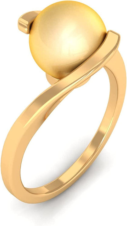 South Sea Pearl Ring for Women, Golden South Sea Pearl Solitaire Ring, South Sea