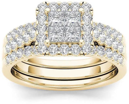 6 Styles Exquisite Women Ladies 18K Gold Natural White Sapphire Diamond Ring Set