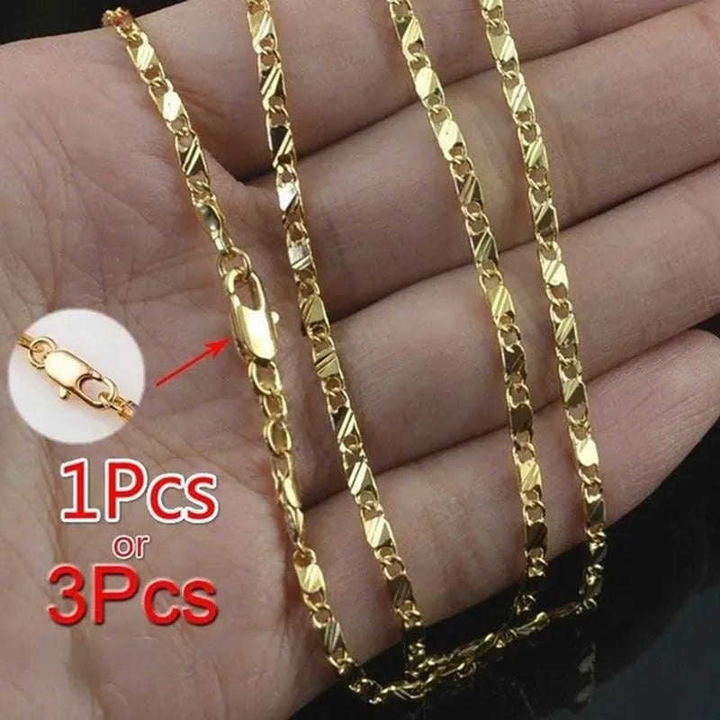 1Pc/3Pcs Men'S Women'S 16-30 Inch European Fashion Luxury Solid Chain Necklace B